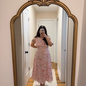 Floral Pink Sleeveless Dress with blouse